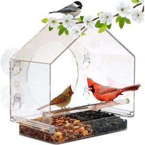 Premium Clear Plastic Window Bird Feeder for Outside - Window Bird Feeders